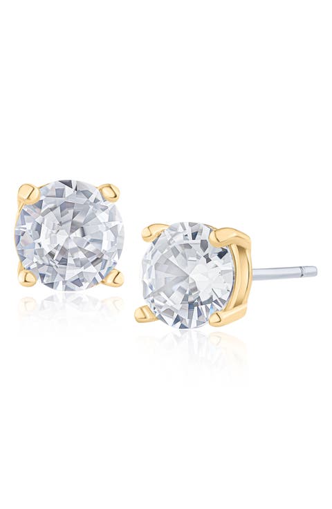 Round Cubic Zirconia Stud Earrings