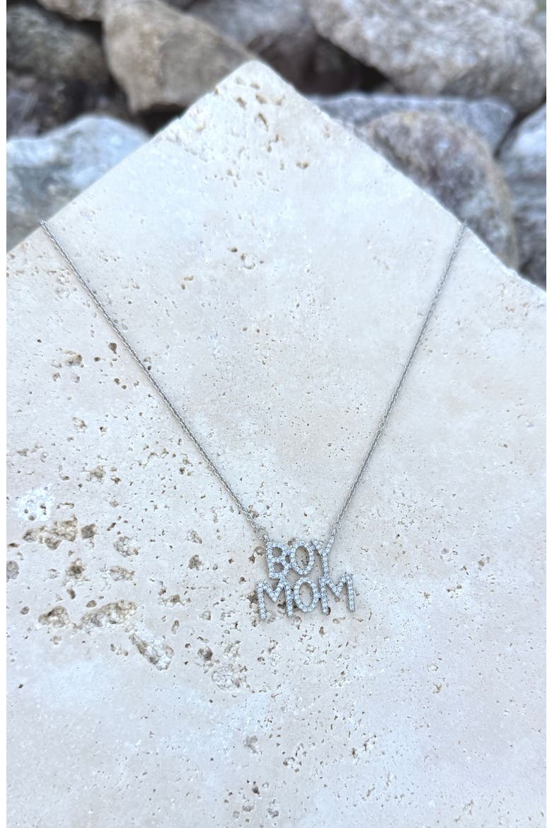 'Boy Mom' Pendant Necklace, Alternate, color, SILVER