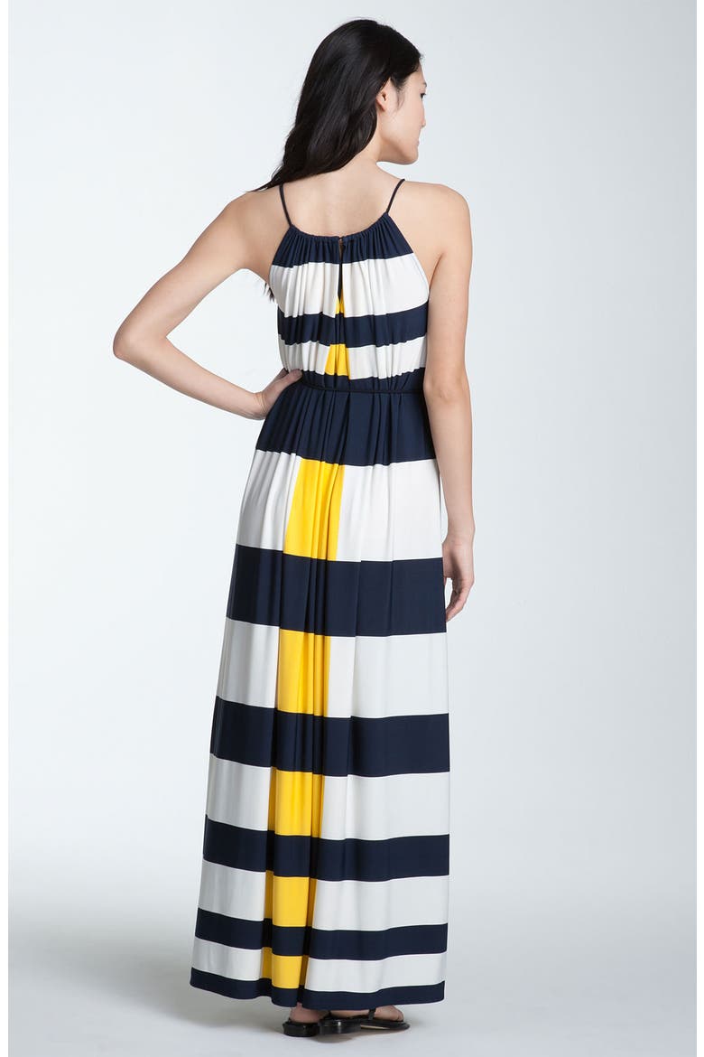 Nautical Stripe Maxi Dress, Alternate, color, NAVY/ YELLOW