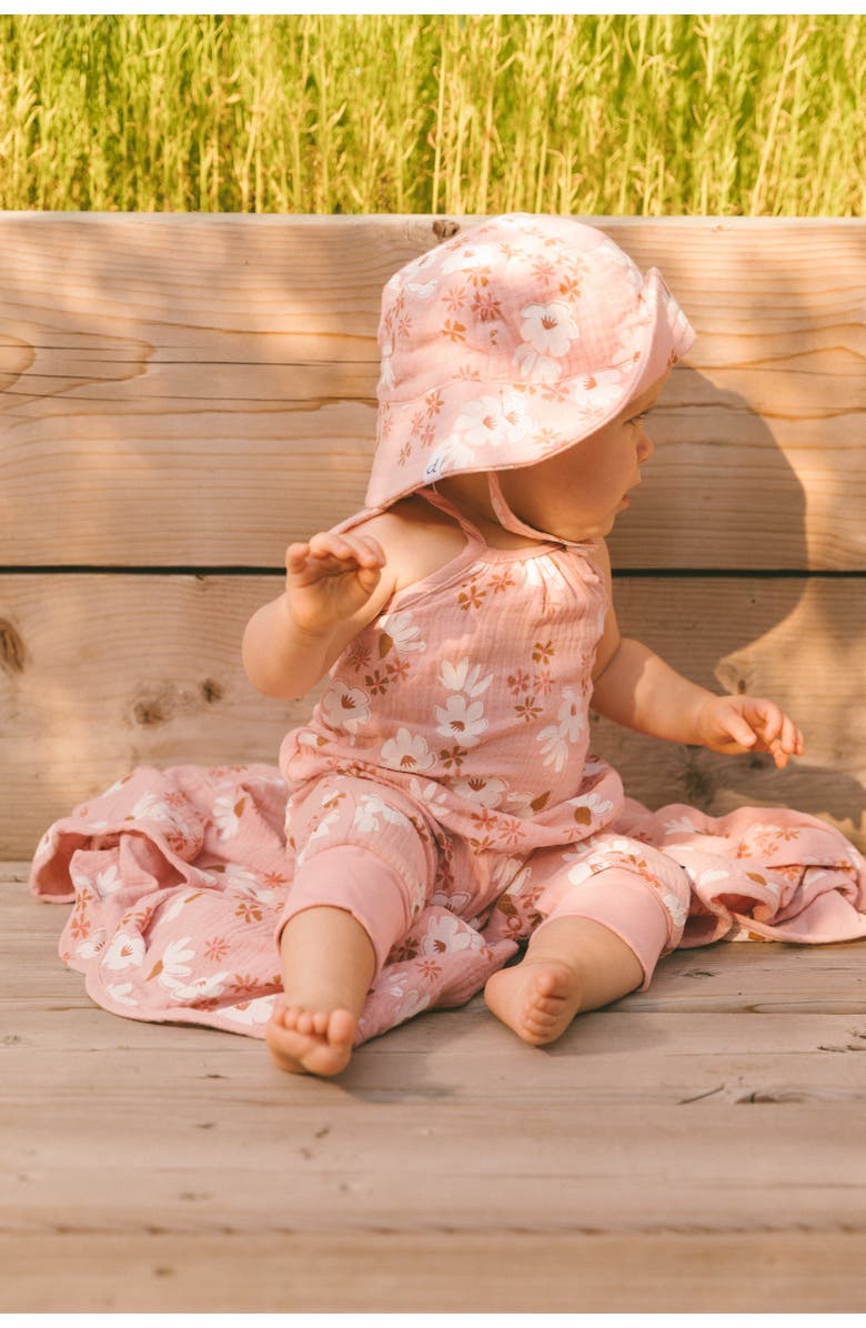 Deux par Deux Baby Girl's Printed Muslin Blanket Pink And White Flowers, Alternate, color, Pink And White Flowers