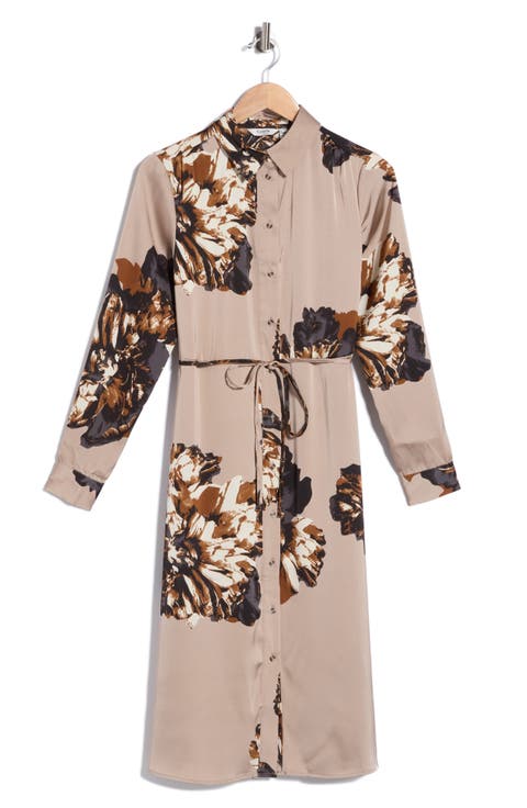 Printed Long Sleeve Shirtdress