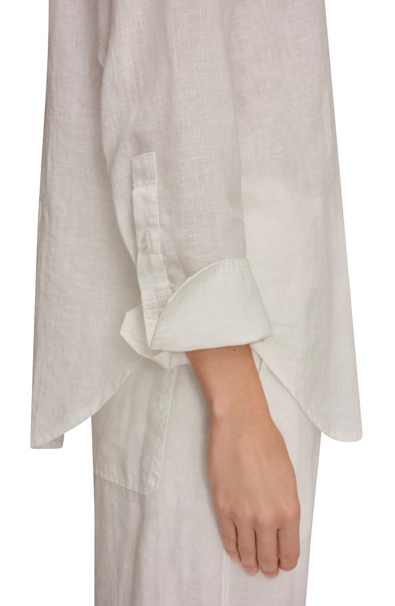 Donna Karan New York Linen Button-Up Shirt, Alternate, color, Cream