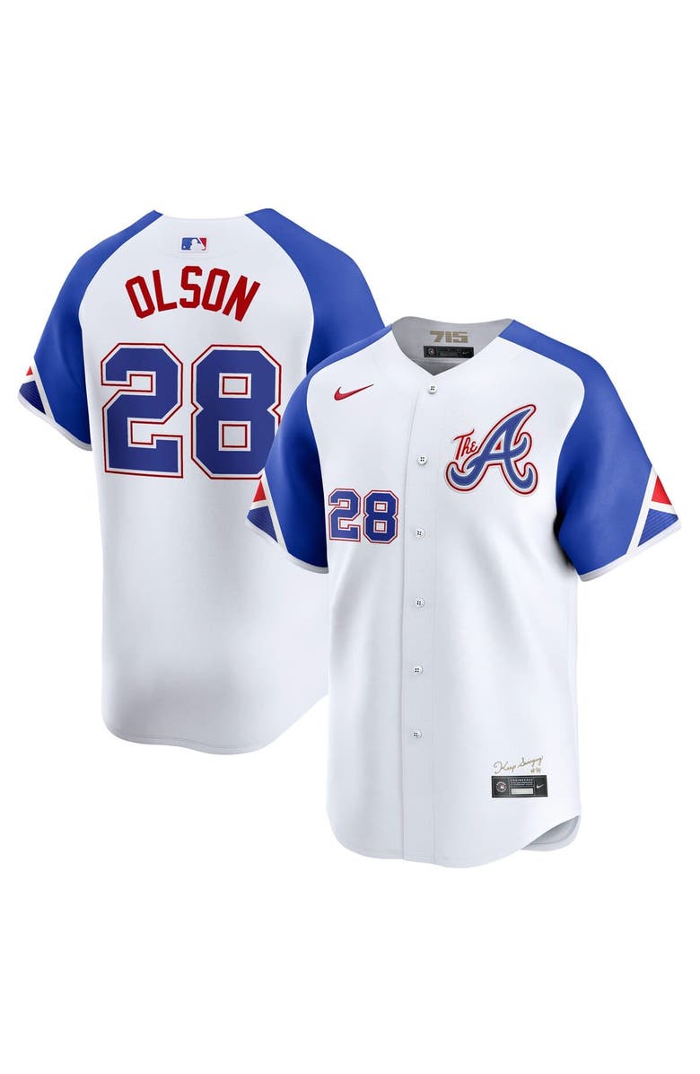 Nike Men's Nike Matt Olson White Atlanta Braves City Connect Limited Jersey, Main, color, 