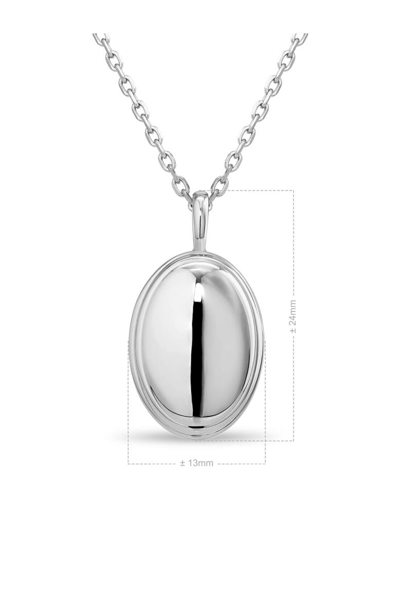 Contour-lined Dome Pendant Necklace in Rhodium Plated Sterling Silver, Alternate, color, Silver