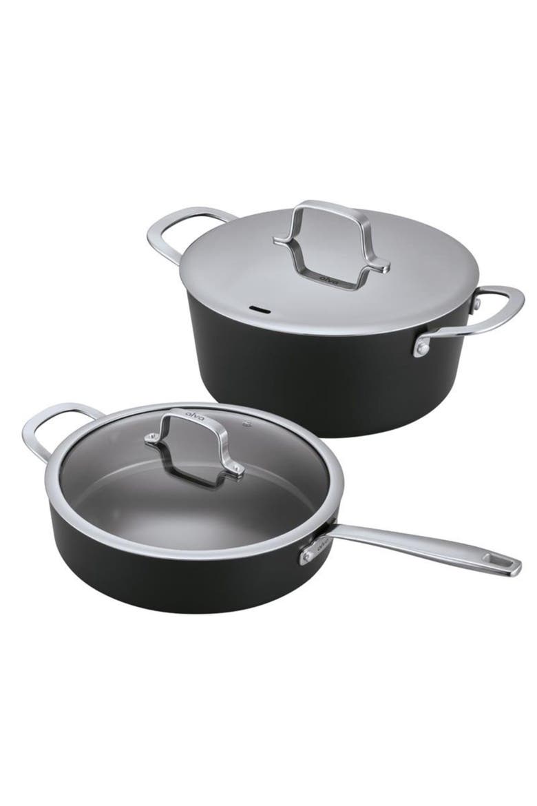 Maestro 4.5-qt Ceramic Coated Nonstick Stock Pot & 4-qt Ceramic Nonstick Saute Pan with Lid, Main, color, Black