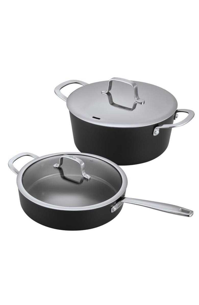 Alva Maestro 4.5-qt Ceramic Coated Nonstick Stock Pot & 4-qt Ceramic Nonstick Saute Pan with Lid, Main, color, Black