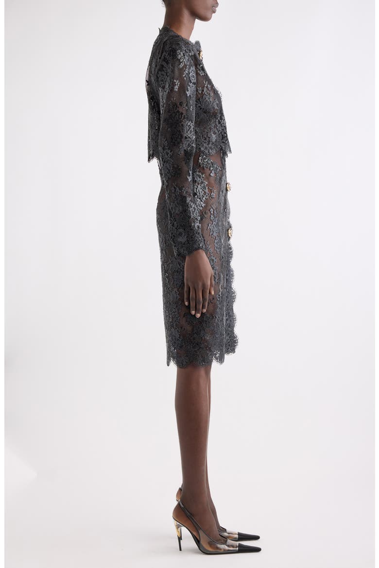 Jewel Button Minidress, Alternate, color, NOIR