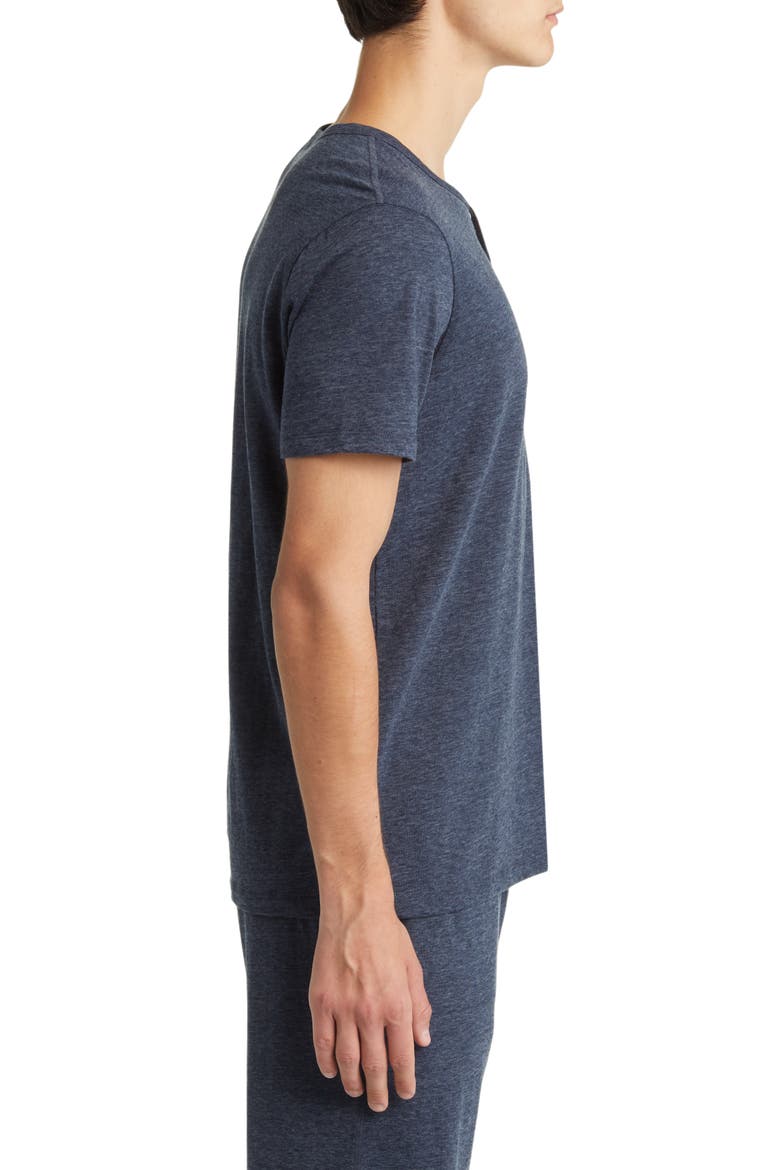 Heathered Recycled Cotton Blend Henley Pajama T-Shirt, Alternate, color, NAVY