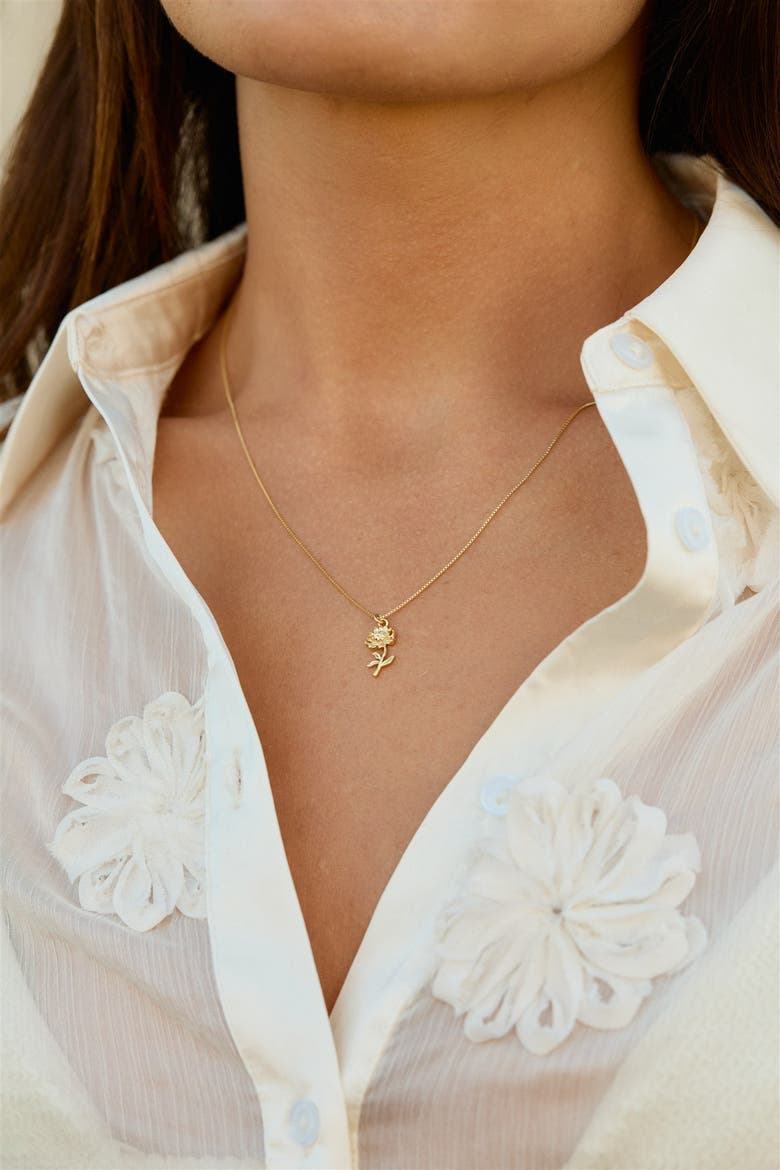 Elsie Birth Flower Necklace, Alternate, color, Gold / October