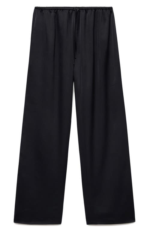 Mango Satin Pajama Pants In Black