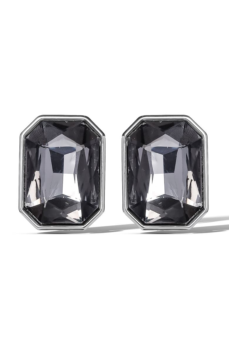 Jessica Simpson Gemstone Crystal Stud Earrings, Main, color, Smoke Grey
