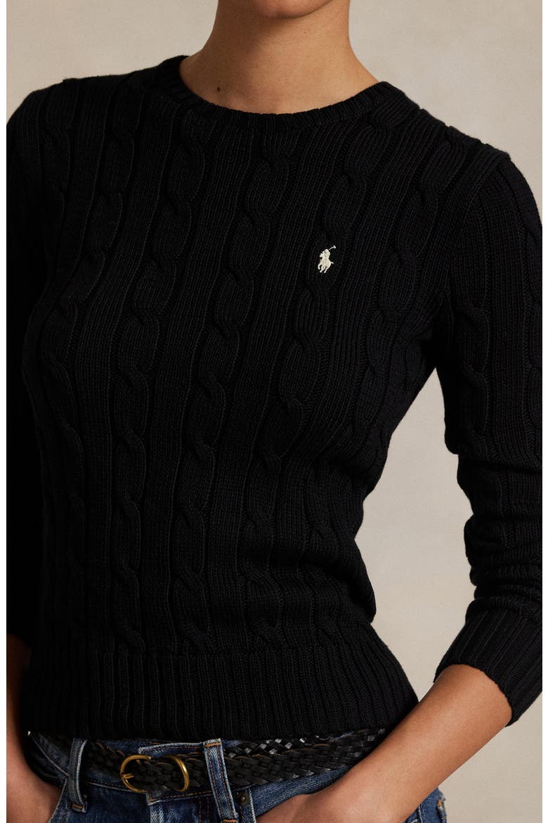 Julianna Cotton Cable Sweater, Alternate, color, POLO BLACK/WHITE PP