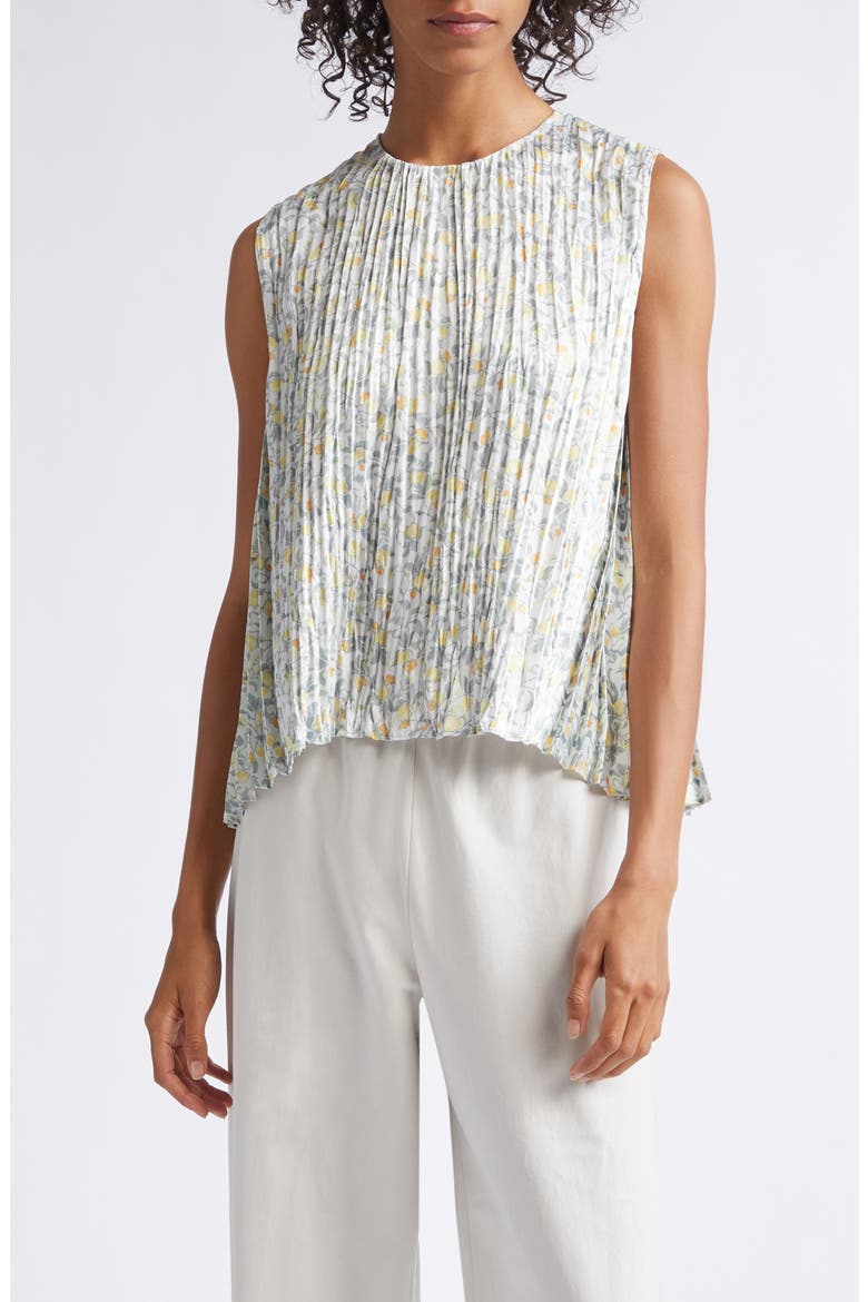 Citrine Bloom Pleated Sleeveless Top, Main, color, OFF WHITE/SUN
