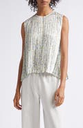 Vince Citrine Bloom Pleated Sleeveless Top