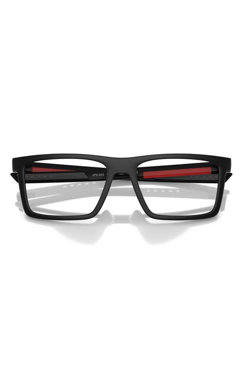 Prada Linea Rossa 56mm Rectangular Optical Frames In Matte Black