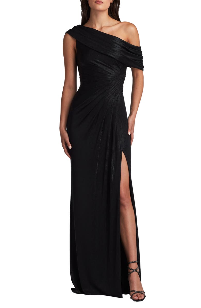 Tadashi Shoji One-Shoulder Metallic Gown, Main, color,
