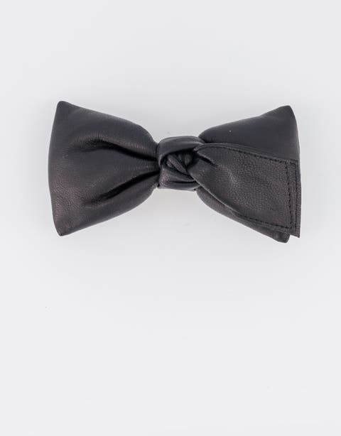 Leather bow barette