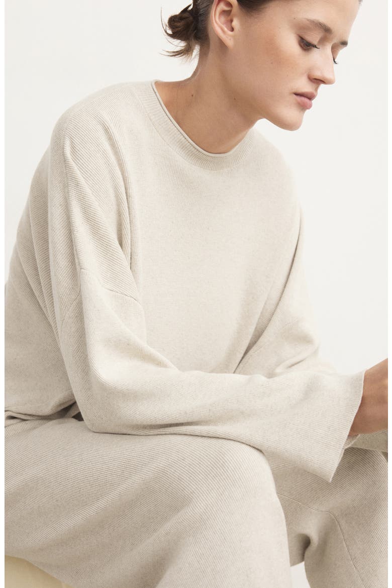Fluid Cotton & Linen Blend Lounge Sweatshirt, Alternate, color, BEIGE