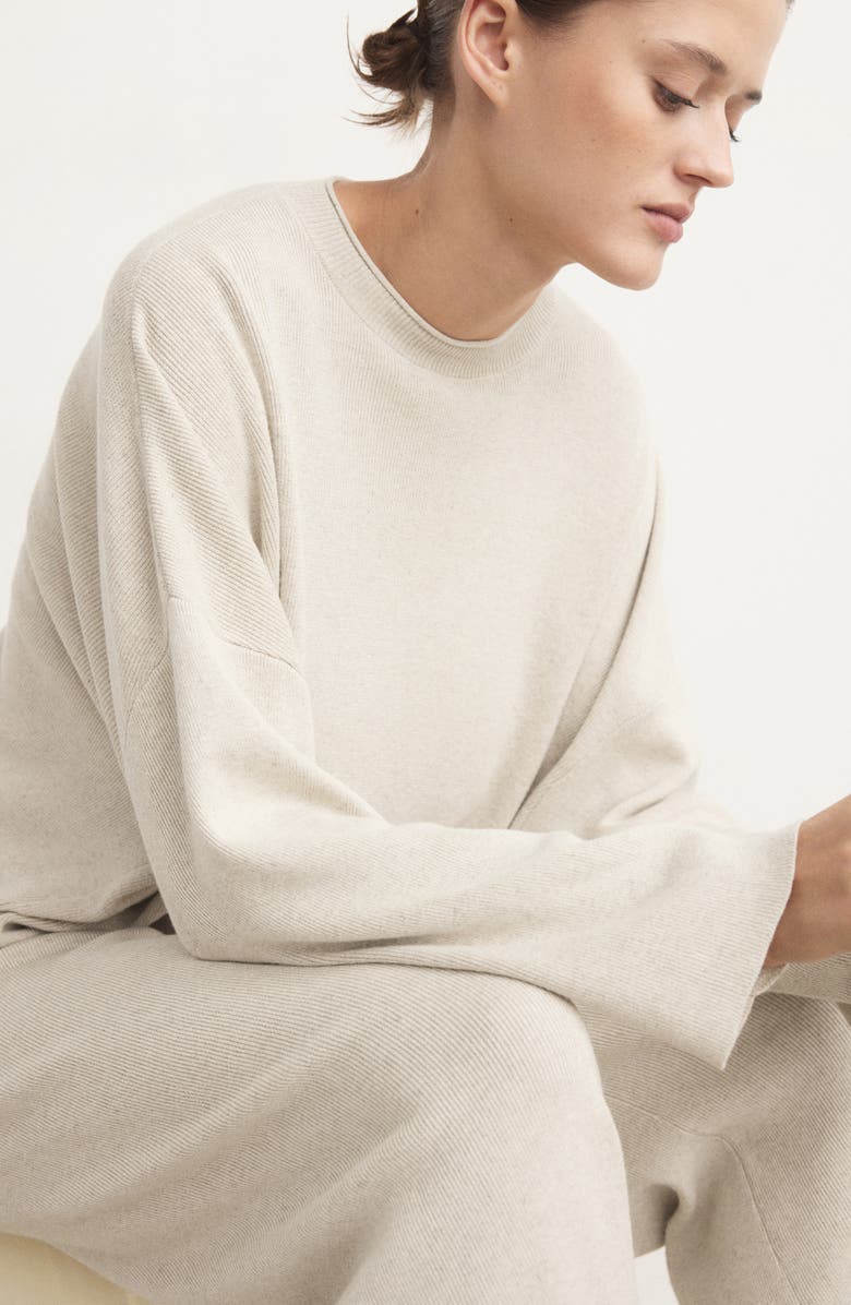 MANGO Fluid Cotton & Linen Blend Lounge Sweatshirt, Alternate, color, 