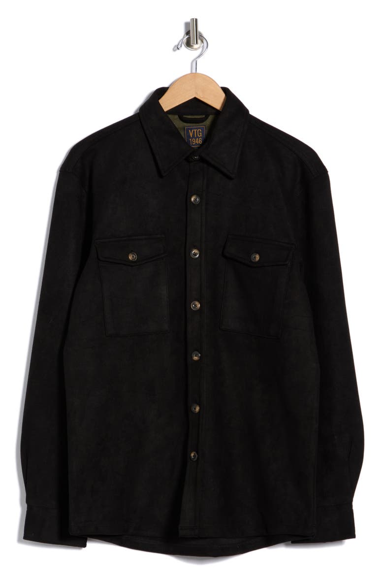 Faux Suede Shirt Jacket, Alternate, color, BLACK