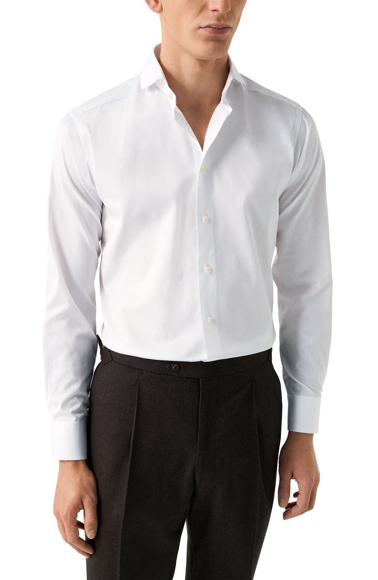 Eton Slim Fit Twill Dress Shirt, Main, color, White