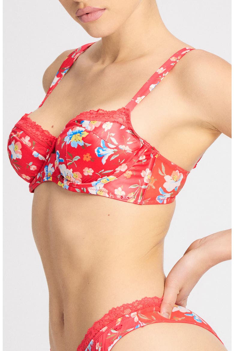 Monamour Unlined Low-Cut Balconette Bra, Alternate, color, FRUITJUICE RED PETAL POWER