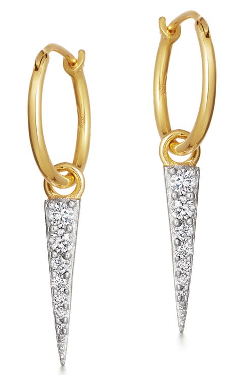 Mini Pavé Spike Charm Hoop Earrings