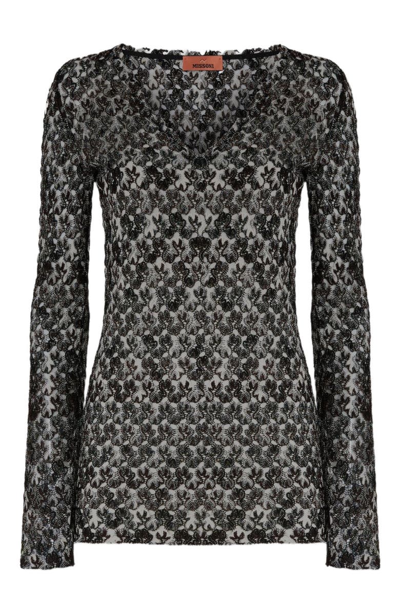 Missoni Slim Fit V-neck Sweater In Lace, Alternate, color, Black 
Brown