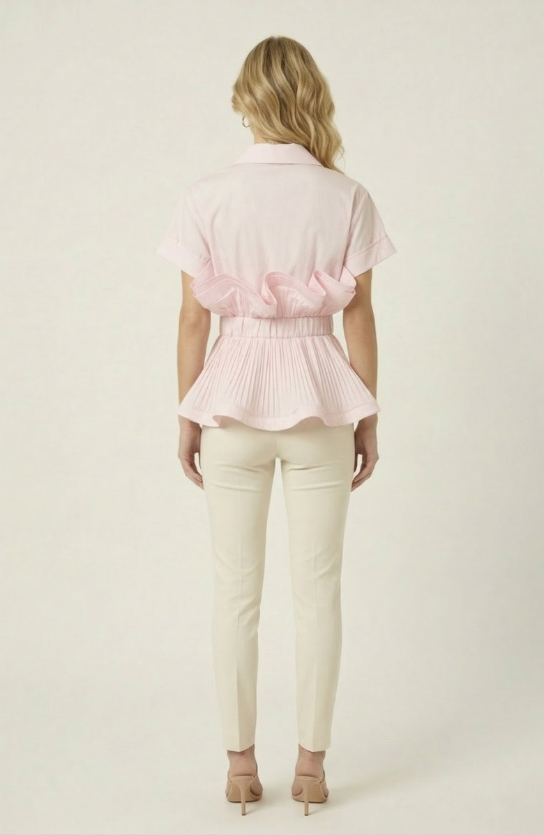 Modenaire Ruffle Peplum Blouse, Alternate, color, Pale Pink