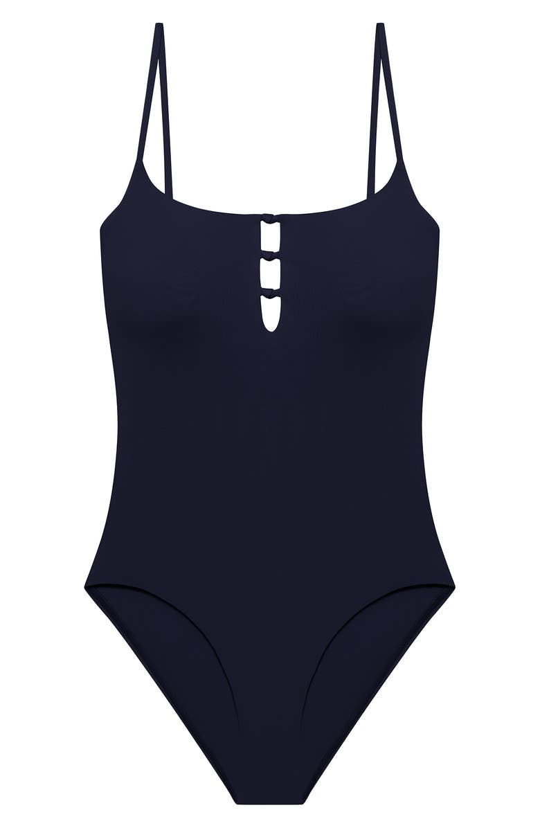 Lauren Ralph Lauren Knotted Keyhole One-Piece Swimsuit, Alternate, color, Dark Navy