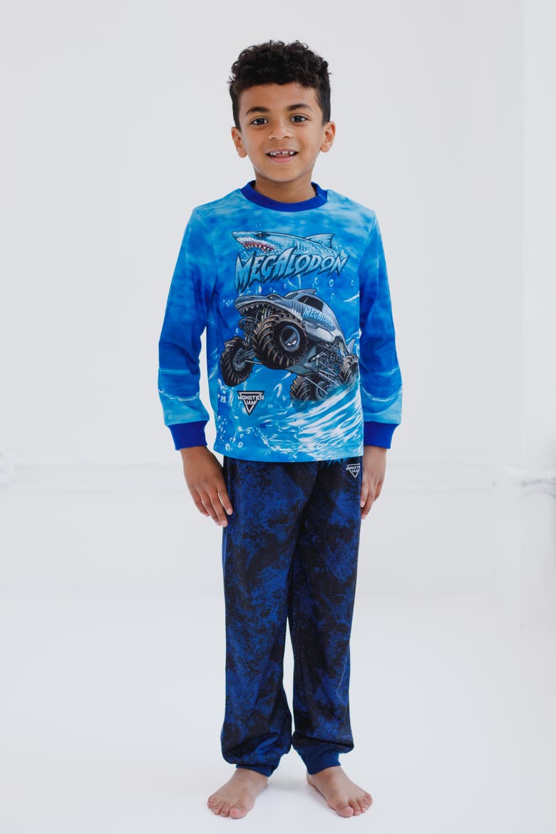 2-Piece Pajama Top and Pants Set, Alternate, color, Megalodon Blue