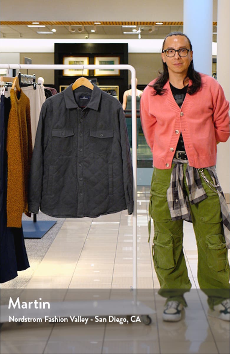 Elbow Patch Brushed Twill Quilted Shirt Jacket, sales video thumbnail