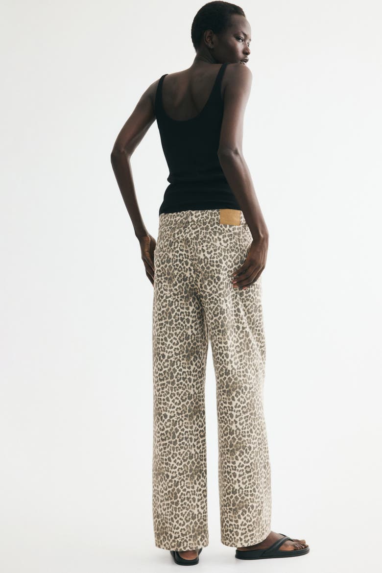 Wide-leg Regular Waist Jeans, Alternate, color, Light beige/leopard print