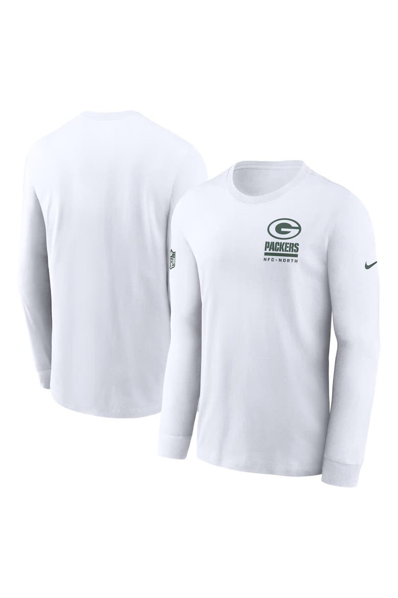 Men's Nike White Green Bay Packers Sideline Performance Long Sleeve T-Shirt, Main, color, White