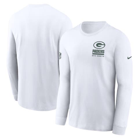 Men's Nike White Green Bay Packers Sideline Performance Long Sleeve T-Shirt