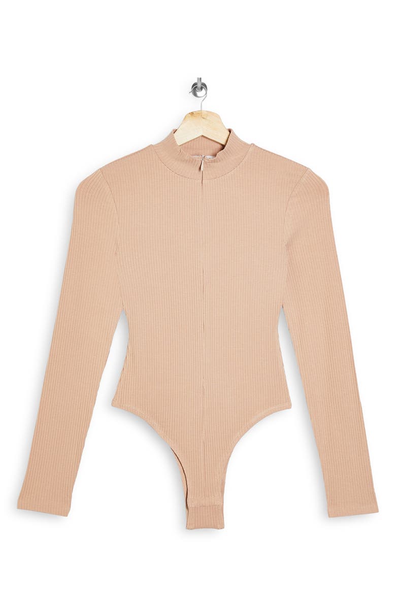 Topshop Full Zip Long Sleeve Bodysuit, Alternate, color, 
