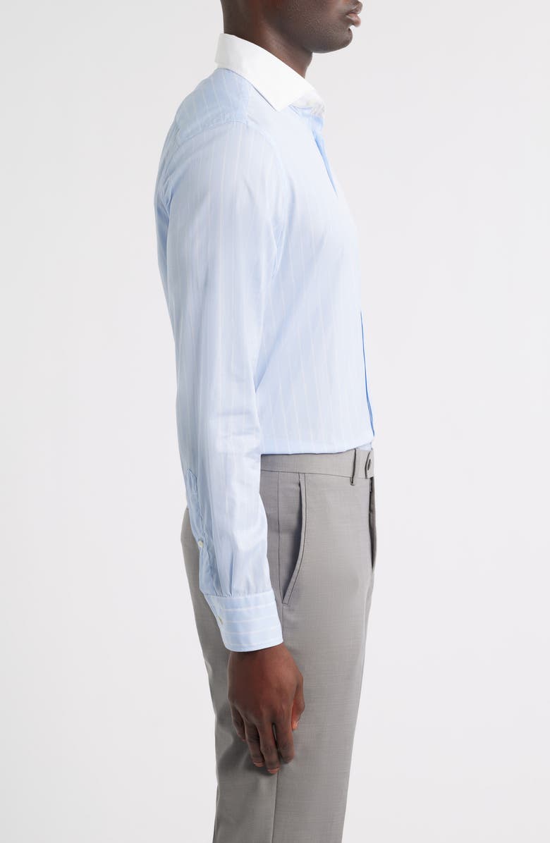 Emanuel Berg Modern Fit Stripe Natural Stretch Yoga Twill Dress Shirt, Alternate, color, Light Pastel Blue