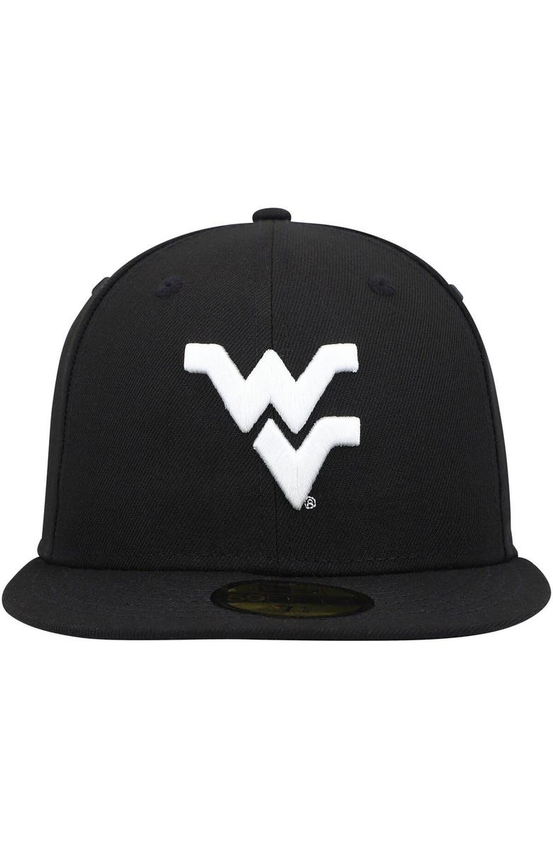 New Era Men's New Era West Virginia Mountaineers Black & White 59FIFTY Fitted Hat, Alternate, color,