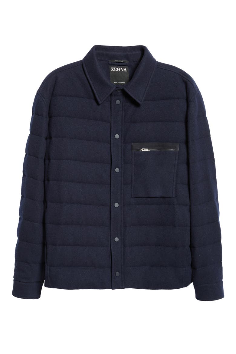Oasi Quilted Water Repellent Cashmere Down Shirt Jacket, Alternate, color, NAVY