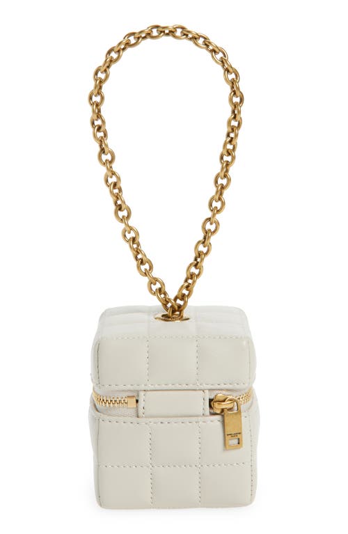Saint Laurent Mini Cassandre Matelassé Carré Leather Wristlet In White
