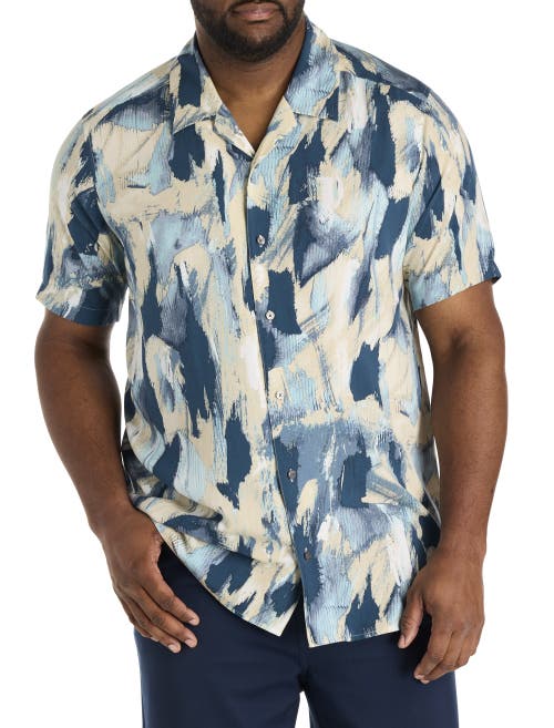 Perry Ellis Big & Tall Abstract Print Sport Shirt In Blue