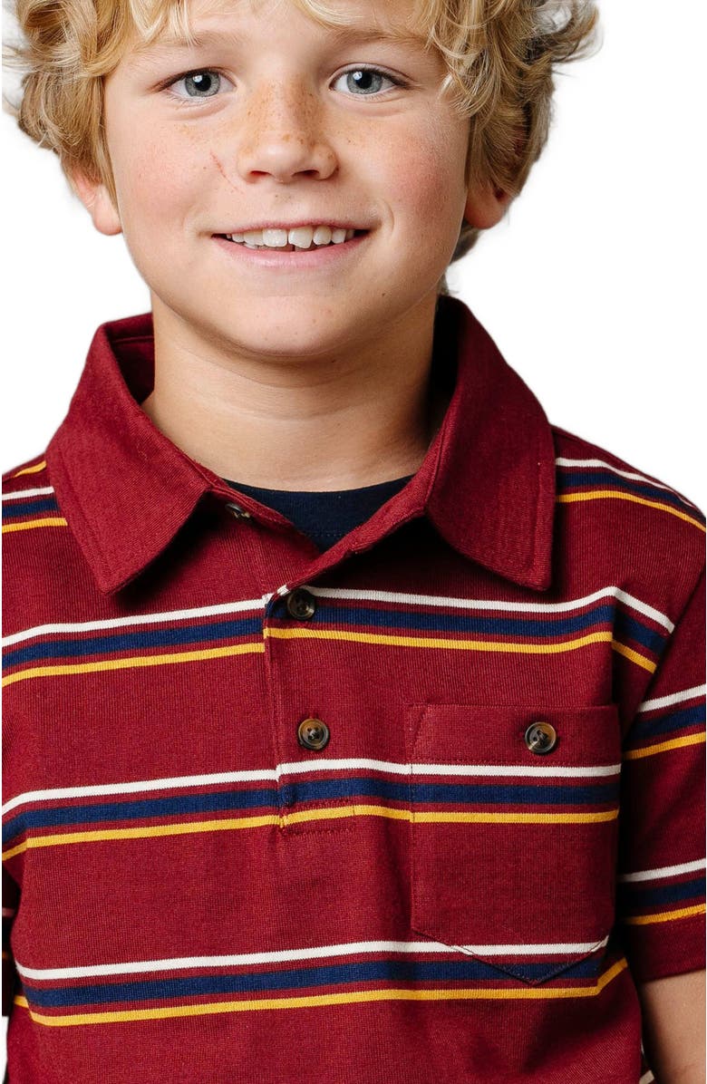 Hope & Henry Boys' Organic Jersey Polo, Kids, Alternate, color, Oxblood Stripe