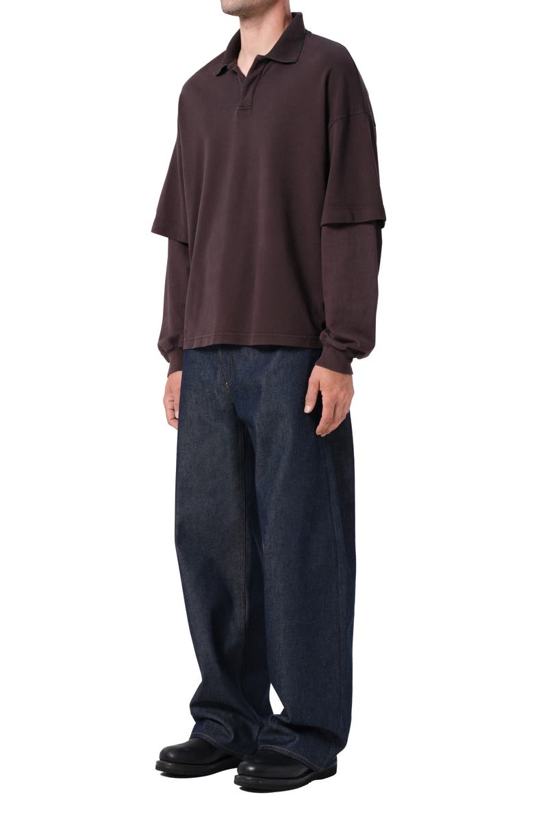 AGOLDE Curren Layered Piquè Polo, Alternate, color, Elysian Dark Brown