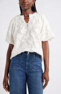 Caslon® Floral Jacquard Puff Sleeve Top