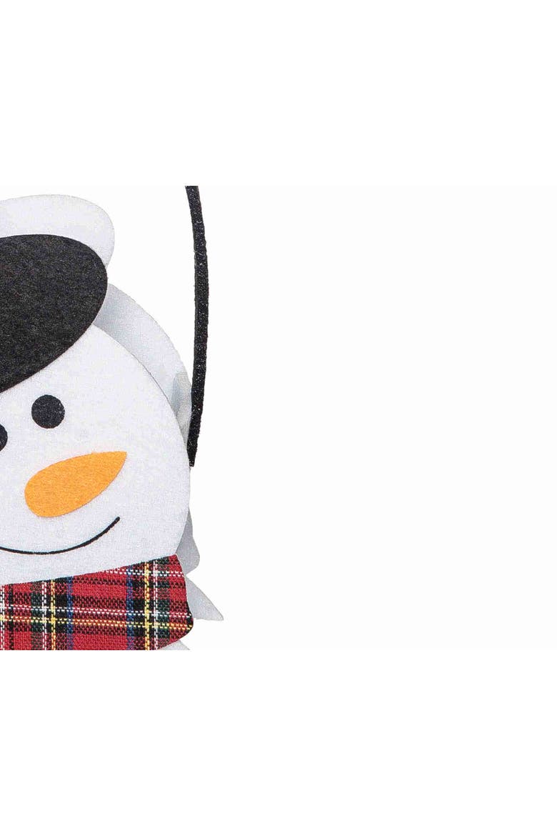 6.5" Snowman Cute Felt Christmas Candy Bag Holder Basket Container, Alternate, color, White