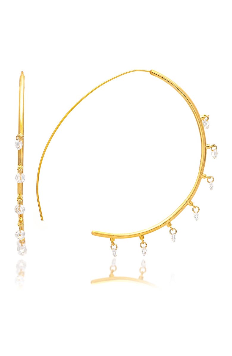 RIVKA FRIEDMAN 18K Gold Plated Cubic Zirconia Threader Hoop Earrings, Main, color, 