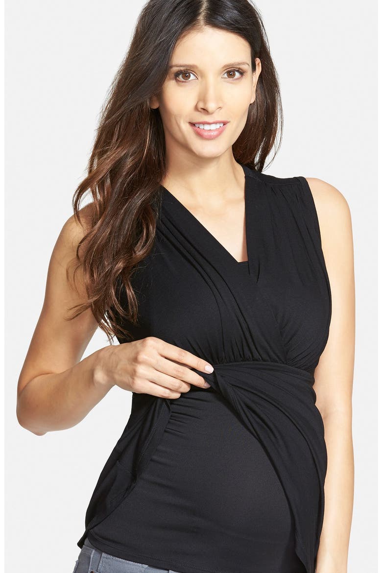 'Tummy Tuck' Maternity/Nursing Top, Alternate, color, BLACK