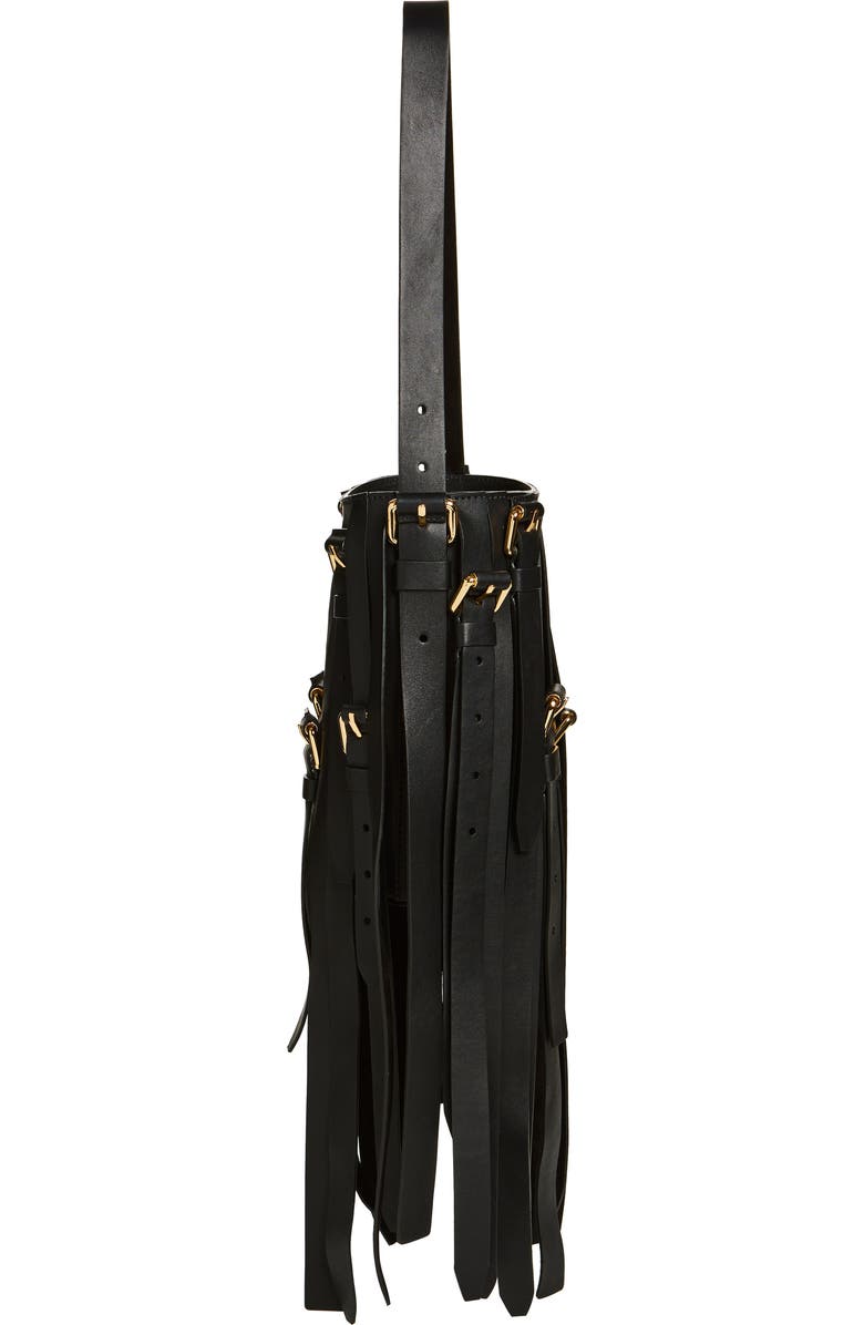 Moschino Small Multibelts Leather Bucket Bag, Alternate, color,