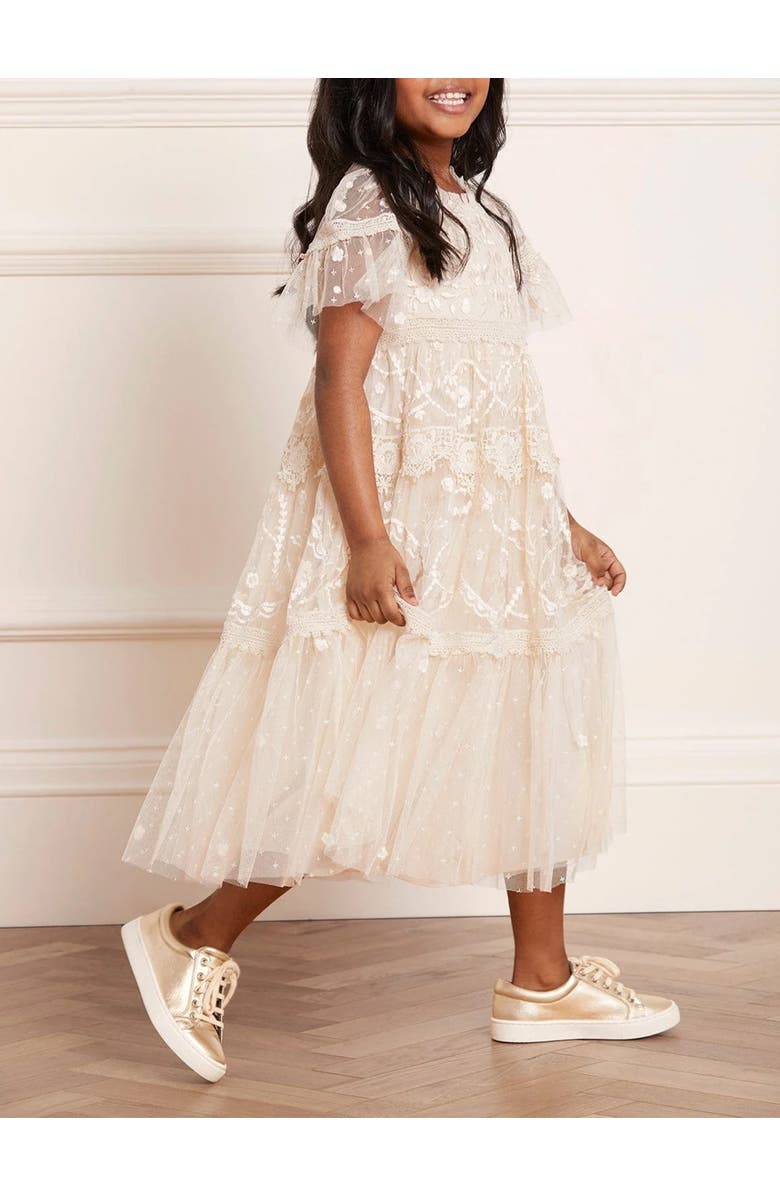 Needle & Thread Midsummer Lace Kids Dress, Alternate, color, Champagne