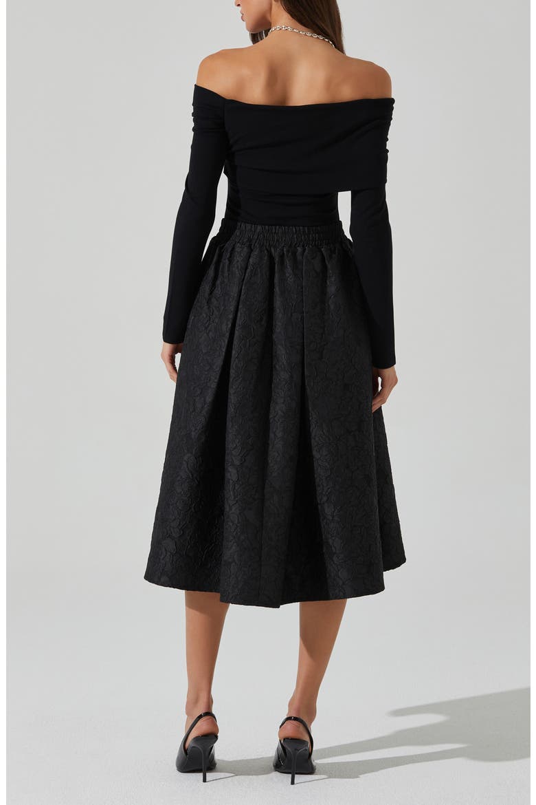 Andolina Jacquard Flare Skirt, Alternate, color, BLACK